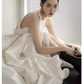 Vintage Ball Gown Scoop Neckline White Satin Wedding Dresses C120