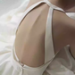 Vintage Ball Gown Scoop Neckline White Satin Wedding Dresses C120