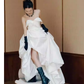 Vintage Ball Gown White Satin Wedding Dresses C121