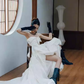 Vintage Ball Gown White Satin Wedding Dresses C121
