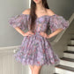 Cute A Line Off the Shoulder Printed Homecoming Dress Party Dress C1230