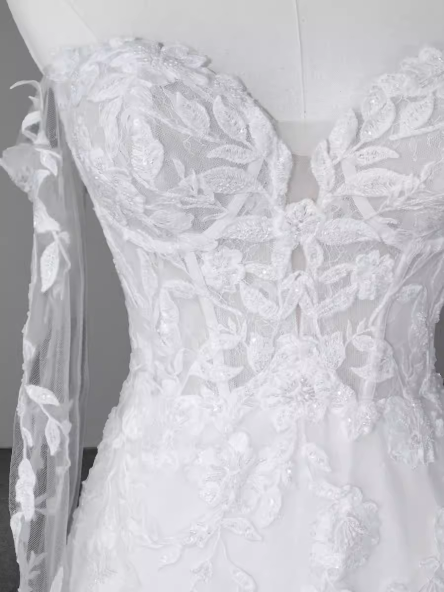 Fairytale Mermaid Off The Shoulder Long Sleeves Lace Wedding Dresses C1233