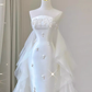 Fairytale Mermaid Strapless Satin White Wedding Dresses C1236