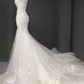 Fairytale Mermaid Strapless Lace White Floral Wedding Dresses C1238