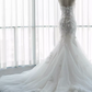 Fairytale Mermaid Strapless Lace White Floral Wedding Dresses C1238