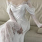 Fairytale Mermaid Long Sleeves Lace White Off The Shoulder Wedding Dress C1239