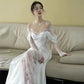 Fairytale Mermaid Long Sleeves Lace White Off The Shoulder Wedding Dress C1239