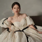 Vintage Ball Gown Off The Shoulder White Satin Wedding Dresses C123
