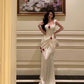 Sexy Mermaid Straps White Long Prom Dresses C1242
