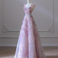 Sexy A line Straps Neckline Floral Long Evening Dress Lace Prom Dress C1334