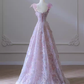 Sexy A line Straps Neckline Floral Long Evening Dress Lace Prom Dress C1334