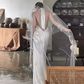 Robes de mariée en satin blanc dos nu sirène vintage C133