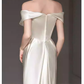 Robes de mariée en satin blanc simple sirène à épaules dénudées C137
