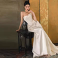 Simple A Line Off The Shoulder Satin Wedding Dresses C139