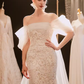 Vintage Mermaid Strapless Lace Wedding Dress With Short Sleeves C1456