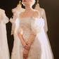 Vintage Mermaid Strapless Lace Wedding Dress With Short Sleeves C1456