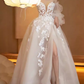 Robe de mariée blanche en dentelle sans bretelles vintage avec fente C1457
