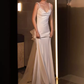 Chic Mermaid Straps Satin White Wedding Dress With Pearls C1458