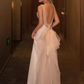 Chic Mermaid Straps Satin White Wedding Dress With Pearls C1458