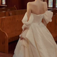 Chic Ball Gown Off The Shoulder White Wedding Dress With Short Sleeves C1461