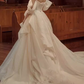 Chic Ball Gown Off The Shoulder White Wedding Dress With Short Sleeves C1461