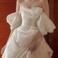 Chic Ball Gown Off The Shoulder White Wedding Dress With Short Sleeves C1461