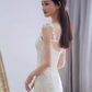 Vintage Mermaid Straps Lace White Wedding Dress Brides Dresses C1463