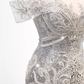 Luxury Mermaid Off The Shoulder Short Sleeves Silver Sequin Wedding Dresses C146