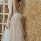 Chic Mermaid V Neckline Lace White Wedding Dress With Long Sleeves C1471