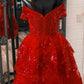 Robe de soirée trapèze en tulle à sequins avec corsage en corset transparent et jupe à volants C1505