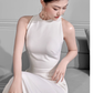 Vintage Sheath Scoop Satin White Backless Wedding Dresses C1600