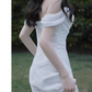 Sexy Mermaid Off The Shoulder White Long Wedding Dresses With Ribbon C1601
