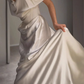 Sexy Sheath Off The Shoulder Short Sleeves Satin Long Wedding Dresses With Ruffles C1615