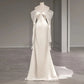 Robe de mariée longue en satin à manches longues et épaules dénudées sexy C1621