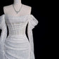 Timeless Mermaid Off The Shoulder Long Sleeves Sequin Wedding Dresses With Ruffles C1630