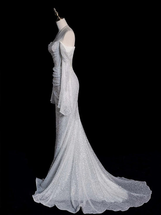 Mermaid Off The Shoulder Lace Maxi Long Sequin Wedding Gowns Online main image 1