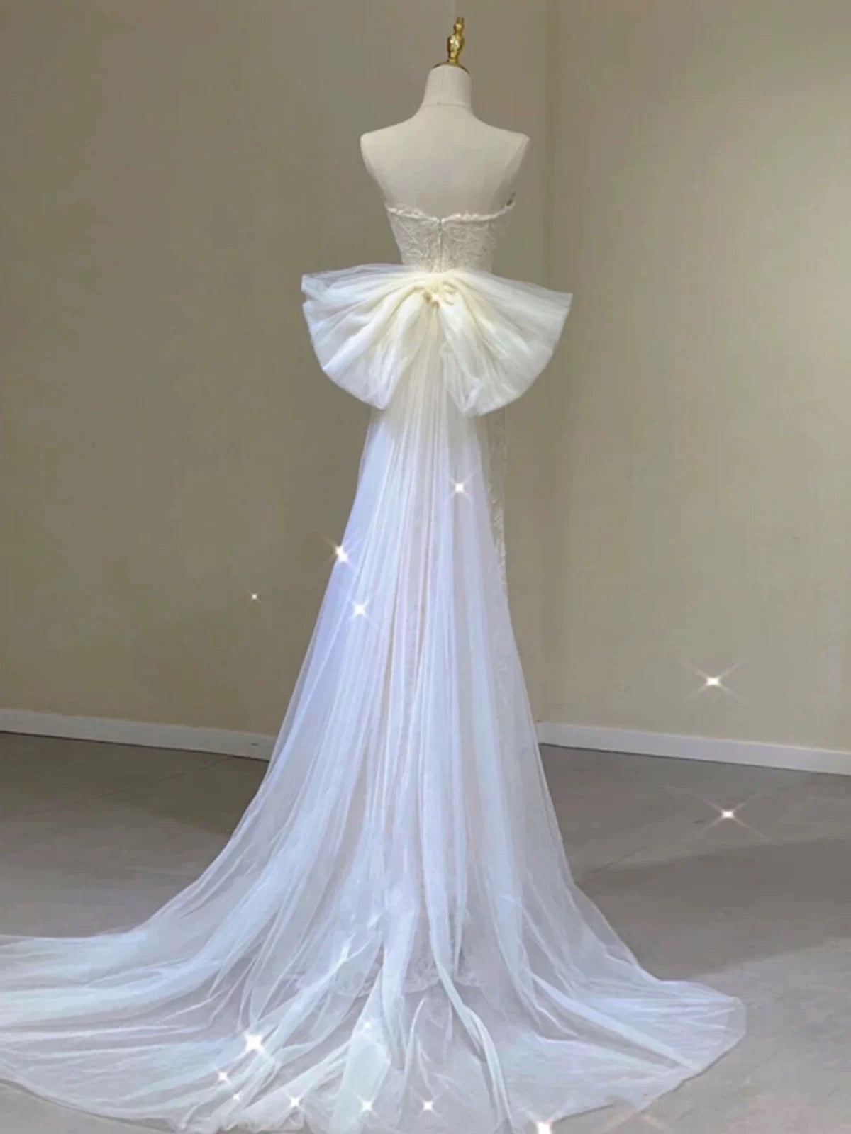 Timeless Mermaid Sweetheart Lace Long Wedding Dresses With Bowknot C1631