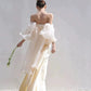Timeless Mermaid Off The Shoulder Long Tulle White Wedding Dresses With Ruffles C1648