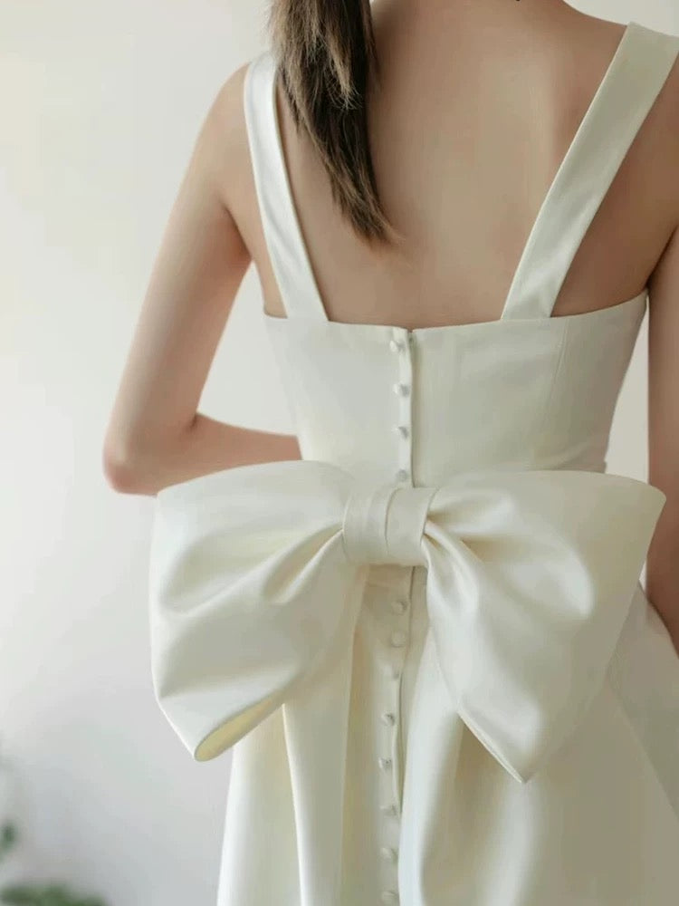 Timeless Sheath Straps Long Satin White Wedding Dresses C1663