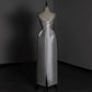 Timeless A line Sweetheart Long Satin White Wedding Dresses With Silver Beads C1666