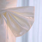 Simple High Low Sweetheart Long Satin White Wedding Dresses With Ruffles C1667