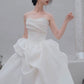 Unique Ball Gown Sweetheart Long Organza White Wedding Dresses C1673