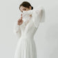 Chic A line High Neckline Lace Long Sleeves White Wedding Dresses C1679