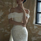 Sexy Sheath Off The Shoulder Lace Long White Wedding Dresses With Ribbon C1685