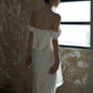 Sexy Sheath Off The Shoulder Lace Long White Wedding Dresses With Ribbon C1685