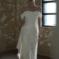 Sexy Sheath Off The Shoulder Lace Long White Wedding Dresses With Ribbon C1685