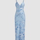 Modest Mermaid Spaghatti Straps Light Blue Prom Dress Long Evening Dresses C1689