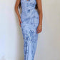 Modest Mermaid Spaghatti Straps Light Blue Prom Dress Long Evening Dresses C1689