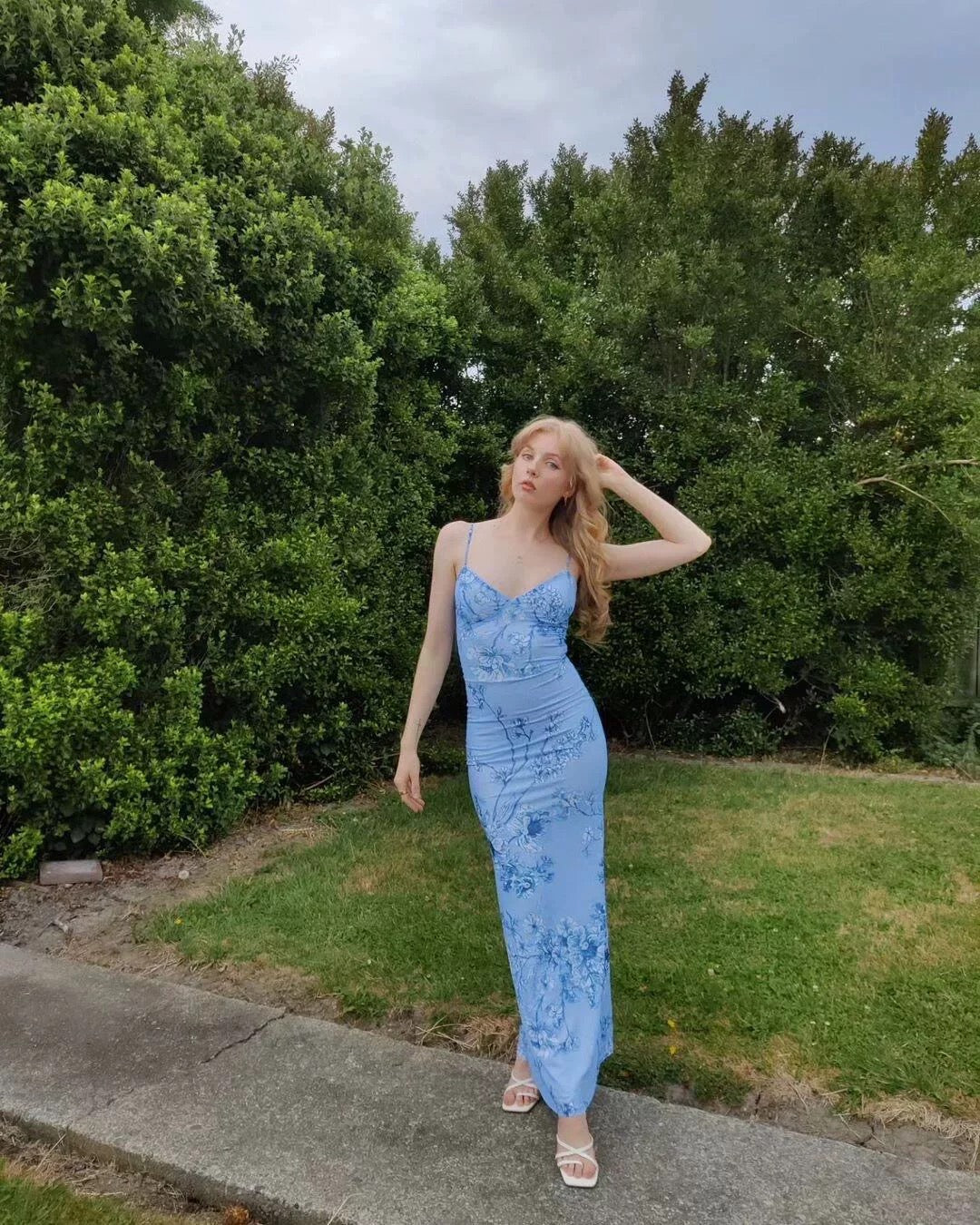 Modest Mermaid Spaghatti Straps Light Blue Prom Dress Long Evening Dresses C1689