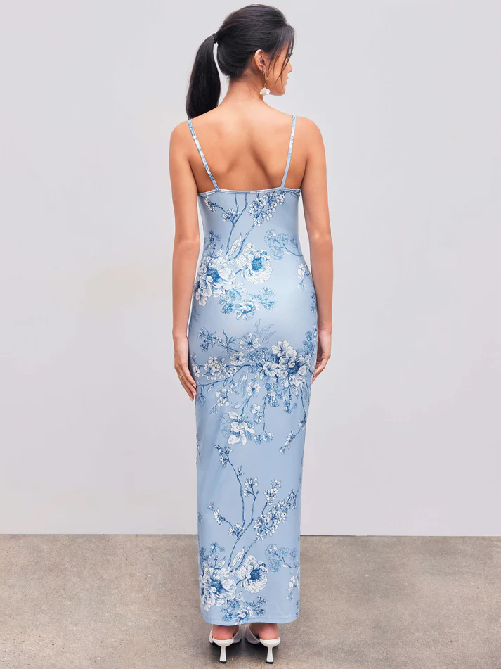 Modest Mermaid Spaghatti Straps Light Blue Prom Dress Long Evening Dresses C1689